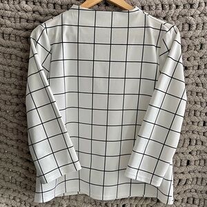 MELLODAY White & Black 3/4 Sleeve Shirt